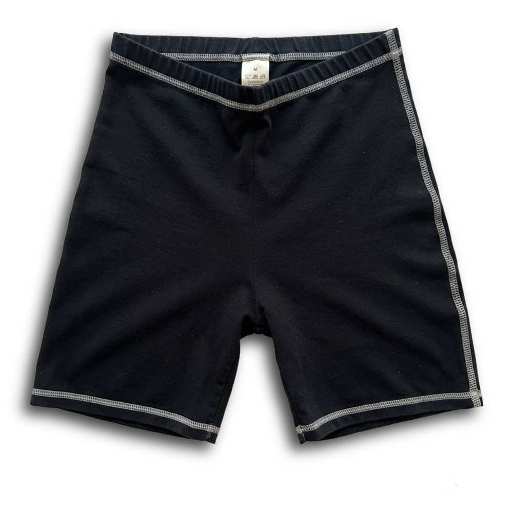 John Galt Brandy Melville Black Contrast Stitch Biker Shorts One Size